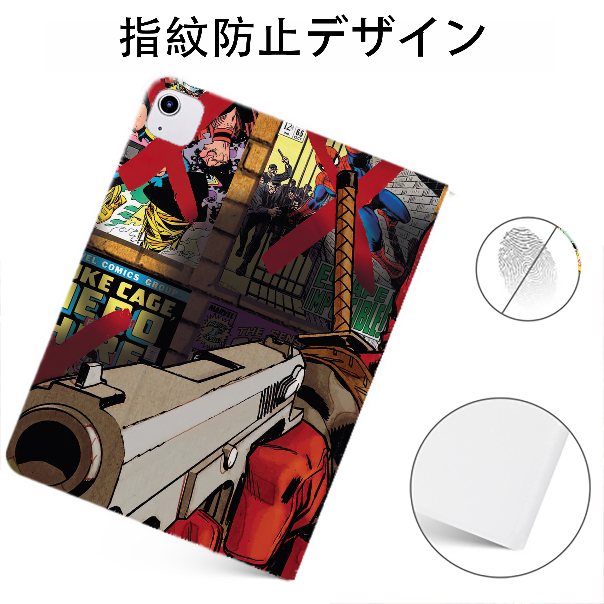 （画像用） Deadpool デッドプール IPadケース ペンホルダー付き ブックスタイルデザイン